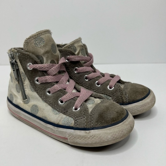 Converse Chuck Taylor Glitter Polka Dots Grey Pink White Size‎ Toddler 10 - Picture 1 of 8